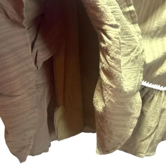 Annie Wear Olive Tiered Mini Babydoll Dress Pockets Short Sleeve NWT - Picture 15 of 15